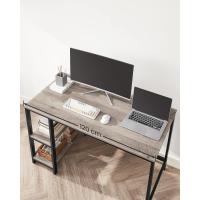 Escritorio con 2 Estantes a la Izquierda o a la Derecha, Mesa de Trabajo, para Salón Oficina, Estructura de Acero, Industrial, Negro Ébano LWD047B16 - details 55