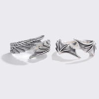 Anillo creativo Retro con alas de demonio y Ángel para hombres y mujeres anillo abierto gótico Punk hecho a mano accesorios de joyería Unisex regalo para amantes - details 0