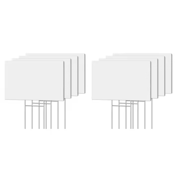 Letreros de patio en blanco con estacas, letrero de patio de 17x12 pulgadas, paquete de 8 letreros de plástico de doble cara para césped al aire libre para decoración de cumpleaños - 1