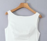 Vestido Midi largo sin mangas para mujer, traje elegante con espalda descubierta, cuello redondo, cintura baja, corte en A, ideal para fiesta y vacaciones de verano - details 5