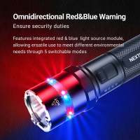 NEXTORCH P84 Linterna Táctica de Alta Potencia con Luces de Señal Rojo/Azul Omni-Direccionales 3000 Lumens 260m Distancia de Haz Aluminio Totalmente Recargable Ultra-Duro Cerámica Nano Ventana Rompedora - details 3