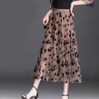 Falda de tul coreana para mujer, Falda Midi holgada con gancho Floral, elegante e informal, combina con todo, novedad de verano - details 3