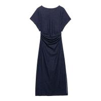 OUWU- Vestido Midi Decorativo Plisado Para Mujer Con Decoración De Cremallera Para Primavera Y Verano Nueva Ropa Casual Para Mujer - details 1
