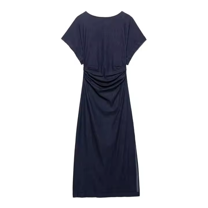 OUWU- Vestido Midi Decorativo Plisado Para Mujer Con Decoración De Cremallera Para Primavera Y Verano Nueva Ropa Casual Para Mujer - 1