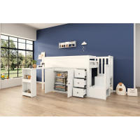 Camión de Niños Multifuncional Cama Extensible, Escritorio, Almacenamiento Lateral, Armario, Cajón, Escalera, Sin Colchón MDF Blanco 90*200 - details 16