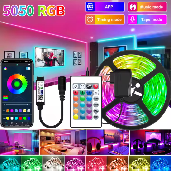 LED Strip Lights With App Control RGB Strip Lights, For Home Living Room, Bedroom, Party, Christmas Night Light Decoration Light - 1