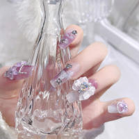 Elegantes Uñas Falsas de Bailarina Larga Rhinestone Morado Decoración de Manicura de Arte de Uñas - details 1