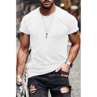 Camiseta casual deportiva con cuello redondo para hombre, algodón desgastado - details 4