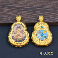 Wutai Wuye Tangka Manjusri Doble cara pintado a mano Ocho Dioses Guardianes Dios Amarillo de la Riqueza Gran Mantra de Seis Palabras Colgante Pequeño - details 4
