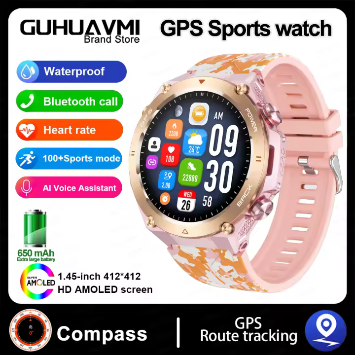 2025 Nuevo Reloj inteligente para hombres militares robustos, pantalla de alta definición amoled de 1,45 pulgadas, llamada bluetooth, modo deportivo,impermeable,frecuencia cardíaca,Reloj inteligente para deportes al aire libre, adecuado Para iOS y Android - 1