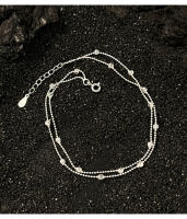 Tobillera de Plata Esterlina de Doble Capa Estilo Coreano Sencillo Accesorio de Amigo Estudiante - details 4