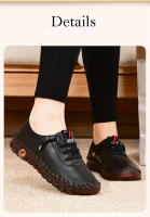 Zapatos de marca antideslizantes para mujer, zapatillas de cuero suave, mocasines cómodos sin cordones, zapatos para mamá con hilo de coser a mano - details 9