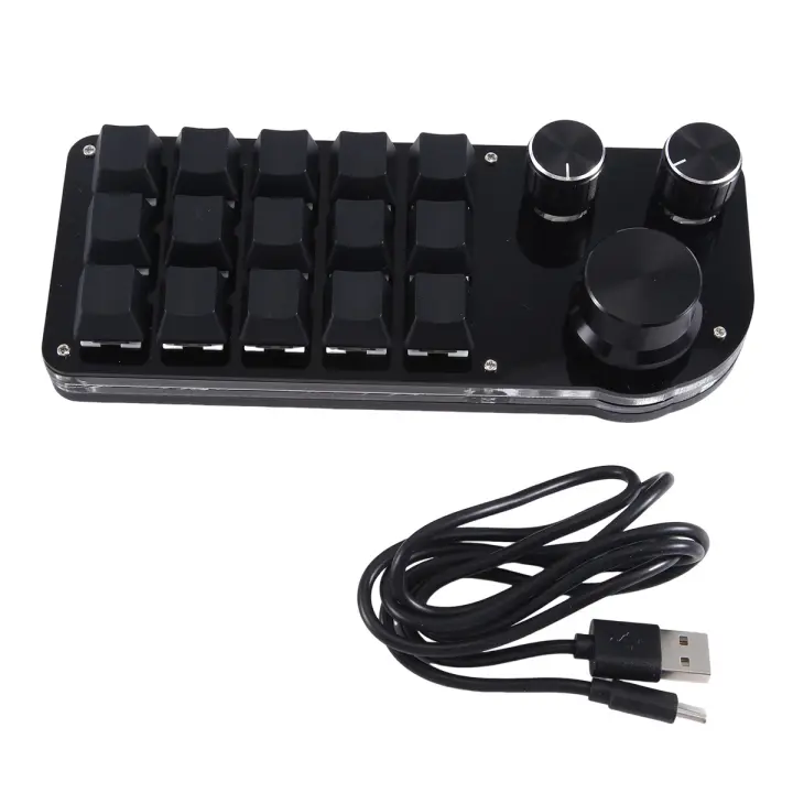 Programación Macro personalizada, 15 teclas, teclado de 3 perillas, RGB, copiar y pegar, Mini botón, teclado para juegos de Photoshop, Hotswap mecánico A - 1