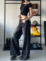 Jeans Negros Grunge Pantalones Denim de Moda Callejera Vintage para Mujeres - details 5