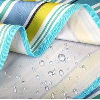 1 paquete de manta de picnic al aire libre extra grande de 20 cm x 15 cm y estera de playa - Portátil impermeable a prueba de arena con respaldo de piel sintética de ante, diseño de rayas azules y blancas para acampar, senderismo, festivales, esencial par - details 2