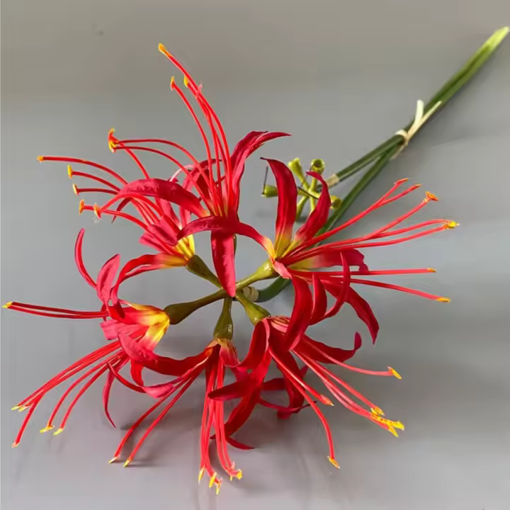 Rama de flor Higanbana Artificial de 60cm, flor de equinoccio de seda de plástico hecha a mano, hermosa flor falsa de tacto Real - 1