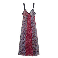 Vestido Elegante de Verano sin Mangas OUWU Estilo de Vacaciones con Estampado, Cuello en V, Ajuste Aretes - details 1