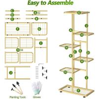 Estante de Almacenamiento para Plantas Metal Negro, Herramientas de Jardín y Guantes, 141 cm, Para Interior y Exterior, Escaleras para Plantas, para Balcón - details 13