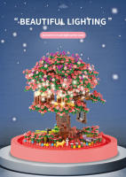 Seasonal Building Block Toy Flower with Dust Cover DIY Treehouse Model Bricks with Light Ornament Romantic Gift for Girlfriend - details 14