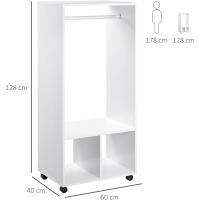Ropa con Barra Estantes Abiertos Organizador para Colgar Ropa Dormitorio 60x40x128 cm Blanco - details 2