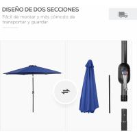 Parasol de Jardín con Manivela Ø295x250 cm Inclinable y Desmontable de Metal para Balcón, Piscina, Patio - details 40