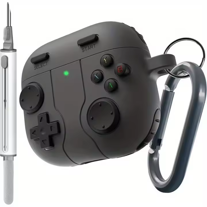 Cubierta de silicona absorbente para AirPods 2024, accesorio protector para juegos con bolígrafo de limpieza, 4 amortiguadores - 1
