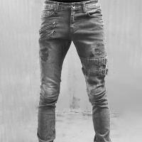 Jeans Retro Moto Biker Para Hombre Cierre Con Botón Y Cremallera Relleno Elástico Callejero Punk Skinny Denim Cargo Pantalones Y2K - details 4