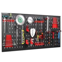 Organizador de pared de tablero de clavijas de metal de 120x60 cm con ganchos, kit de 17 piezas, contenedores de almacenamiento para garaje y organizador de herramientas de panel de tablero de clavijas. - details 3