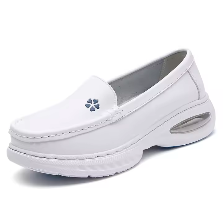 Zapatos de Enfermera Nuevos Suela Suave, Transpirables, Cómodos, Sin Olor, Pies Huecos, Antideslizantes, Suela Plana, De Cuero Genuino, Con Cojín de Aire - 1