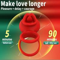 Anillo de pene con vibración inalámbrica Vibrador de doble motor de nueve frecuencias Vibración de dos puntos Eyaculación retardada Erección agrandada Juguete sexual para parejas Anillo para pene Sexy Rose Motor de vibración dual Eyaculación retardada Est - details 23