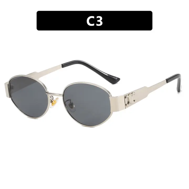 Gafas de sol ovaladas con montura de Metal pequeña para hombre y mujer, lentes de diseñador de marca, a la moda, de lujo, UV400, Vintage, 2024 - 1