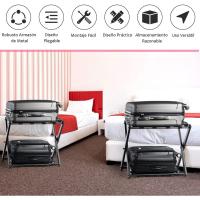 Equipaje de Almacenamiento Plegable de 2 Pisos Soporte para 2 Maletas Negro 68x44x57cm Paquete - details 7
