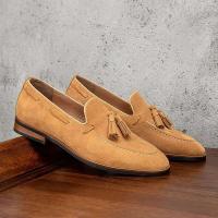 Zapatos casuales de moda de gamuza con borlas elegantes, zapatos formales de cuero genuino para hombres - details 0