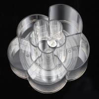 Organizador de maquillaje giratorio 360, soporte de almacenamiento de cosméticos transparente, bandeja con 6 compartimentos, cepillo de maquillaje, brillo de labios, armario de baño - details 6
