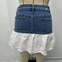 Faldas vaqueras de verano para mujer, dulces faldas elásticas ajustadas con encaje, volantes y dobladillo en forma de A. - details 9