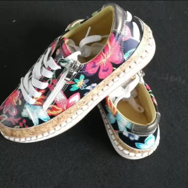 Zapatos con cordones para mujer, zapatos planos informales con estampado para mujer - 1