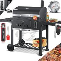 Parrilla de Carbón Grande con Carrito Asador BBQ de Acero Inoxidable con Termómetro - details 18