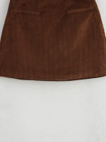 Minifalda Vintage de pana para mujer, falda acampanada de cintura alta, elegante e informal para oficina, Otoño e Invierno - details 5