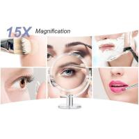 CLSEVXY Espejo de maquillaje de tocador con soporte, aumento 1X/15X, espejo de aumento giratorio 360 ​ ​ Portátil de doble cara de 6,25 pulgadas - details 1