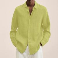 Camisa Larga De Manga Para Hombre Estilo Casual Color Sólido Cuello En V Talla Grande Algodón Hombres Ropa De Otoño - details 10