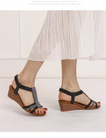 Sandalias romanas de cuña retro para mujer, verano 2025, nuevo estilo étnico, zapatos de viaje ligeros de una sola tira para mujer - details 8