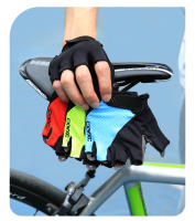 Guantes de medio dedo para bicicleta de montaña, manoplas cortas de GEL, almohadilla de Palma gruesa de 6mm, a prueba de golpes y antideslizante, tela elástica - details 15