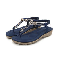 Sandalias de pedrería a la moda con punta redonda, tacón plano, estilo calado, zapatos cómodos para mujer - details 2