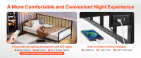 Cama Individual SucceBuy con Altura Ajustable, Base de Metal con Cama Nido, Luz LED Integrada y Estación de Carga, Listones de Metal Resistentes para Sala de Estar o Dormitorio - details 2