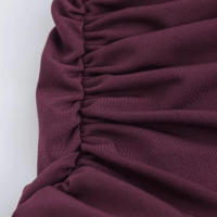 Vestido de cuello redondo para mujer, minivestido plisado de manga larga con espalda, color sólido, nable, para otoño - details 14