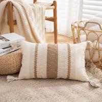 Funda de almohada bohemia de lino y algodón para decoración del hogar, funda de almohada nórdica de 45CM, funda de cojín con borlas estilo INS para sala de estar/oficina - details 5