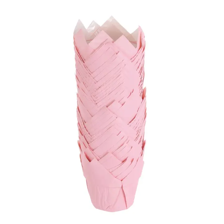 Bandeja de pastel de tulipán para hornear, 50 piezas, papel a prueba de grasa, revestimientos para magdalenas, tazas para muffins - 1