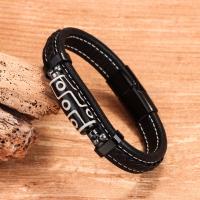 Brazalete Vintage Étnico para Hombre con Cuentas Dzi y Cuero Azul Marino, Pulsera Tejida a Mano con Simbolismo Tibetano, Joyería Masculina de Lujo, Regalos para Hombre, - details 4