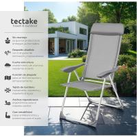 Conjunto Sillas Jardín Exterior de Aluminio, Respaldo Regulable y Reposacabezas, Conjunto Sillas Terraza Resistentes a Intemperie, Transpirable, Patas Reforzadas - 4 Sillas Gris - details 3
