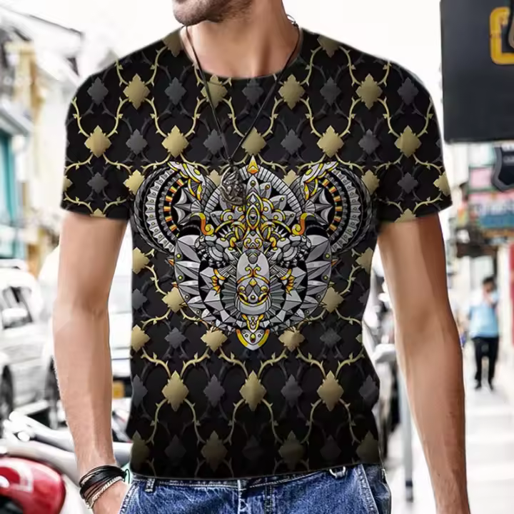 2025 Camiseta 3d de manga corta para hombre, ropa de moda de manga larga, ropa de Color - 1